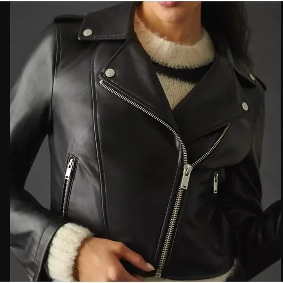 Anthropologie Avec Les Filles Faux Leather Jacket Black Size XS - Picture 3 of 13